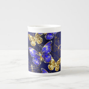 Composition with Sapphire Butterflies Bone China Mug