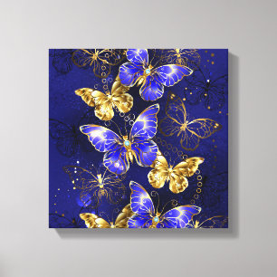 Composition with Sapphire Butterflies Canvas Print