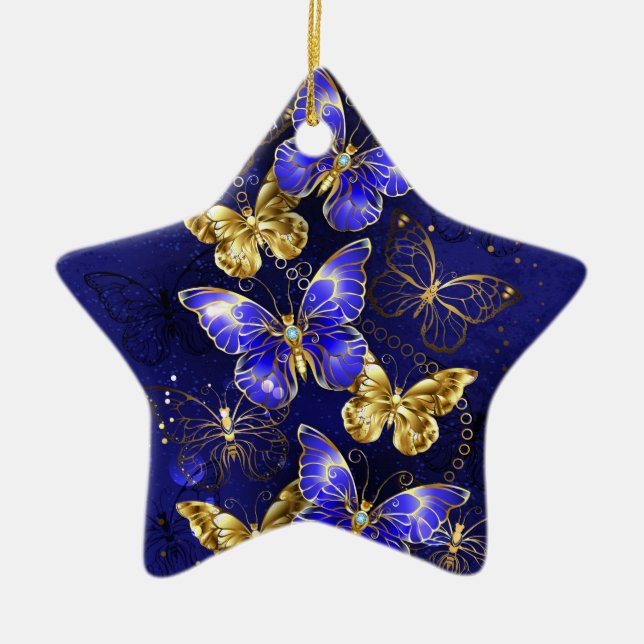Composition with Sapphire Butterflies Ceramic Tree Decoration (Front)