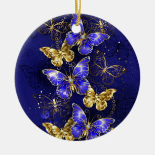 Composition with Sapphire Butterflies Ceramic Tree Decoration