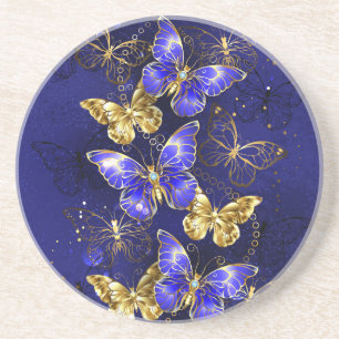 Composition with Sapphire Butterflies Coaster