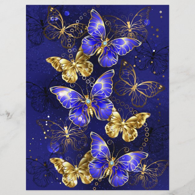 Composition with Sapphire Butterflies Custom Letterhead (Front)