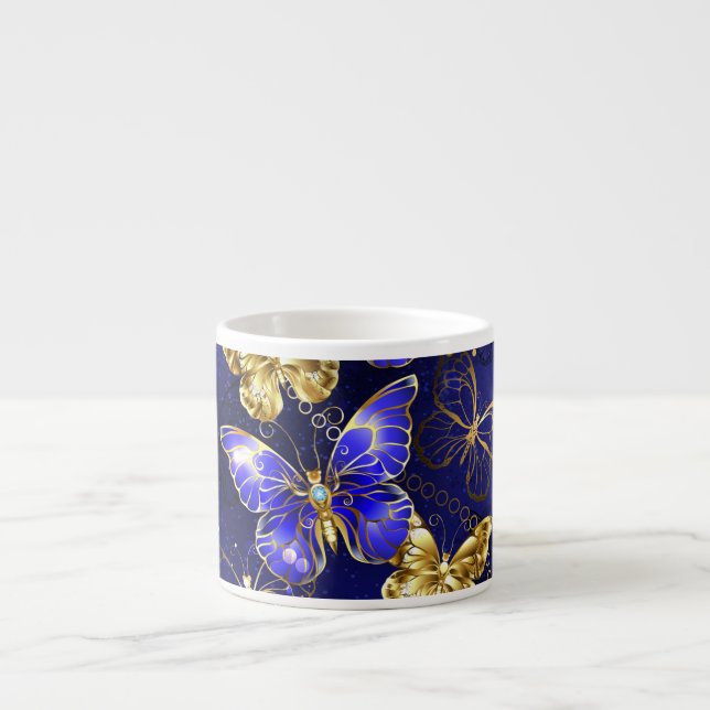 Composition with Sapphire Butterflies Espresso Cup (Front)