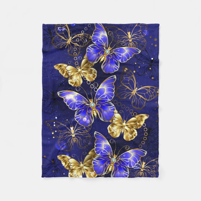 Composition with Sapphire Butterflies Fleece Blanket (Front)