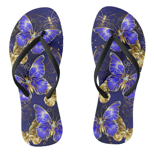 Composition with Sapphire Butterflies Flip Flops (Footbed)