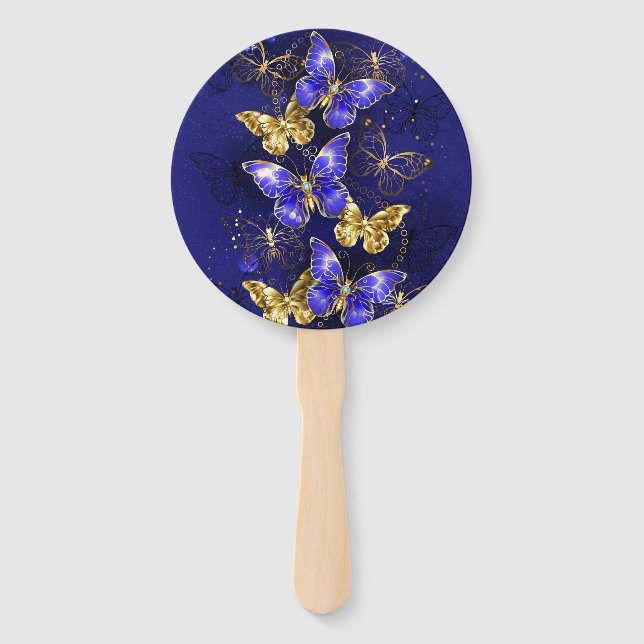 Composition with Sapphire Butterflies Hand Fan (Front)