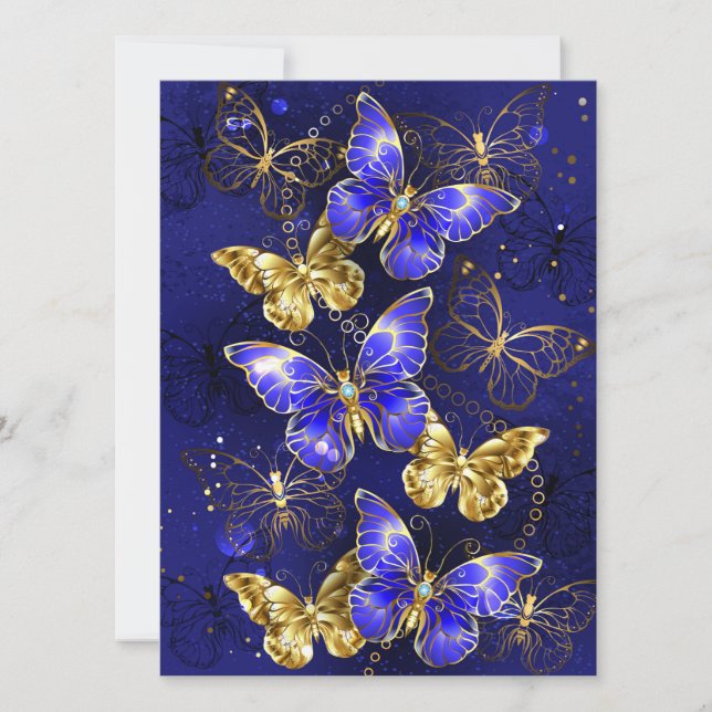 Composition with Sapphire Butterflies Holiday Card (Front)