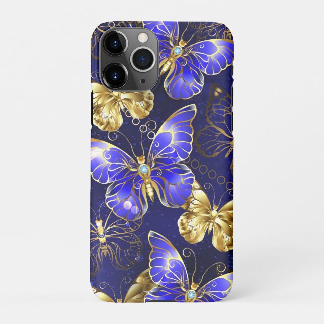 Composition with Sapphire Butterflies iPhone Case (Back)