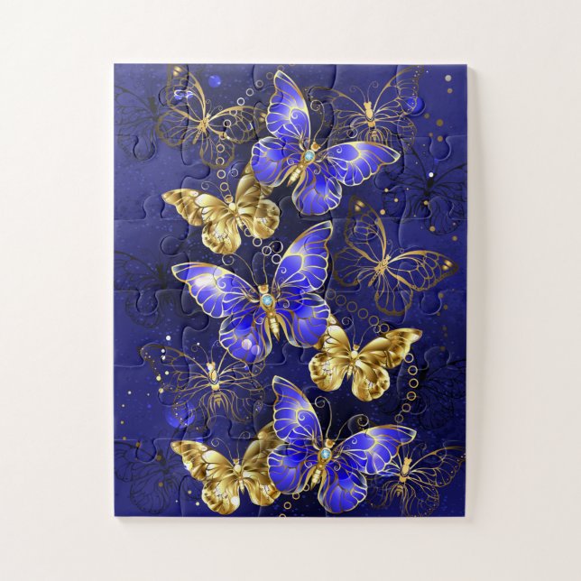 Composition with Sapphire Butterflies Jigsaw Puzzle (Vertical)