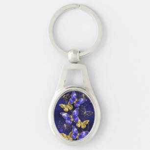 Composition with Sapphire Butterflies Key Ring