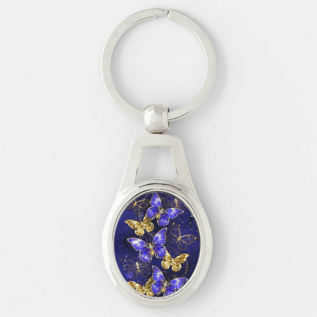 Composition with Sapphire Butterflies Key Ring (Front)
