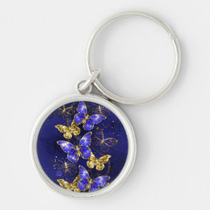 Composition with Sapphire Butterflies Key Ring