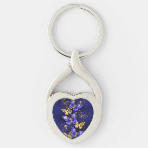 Composition with Sapphire Butterflies Key Ring