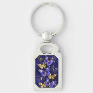 Composition with Sapphire Butterflies Key Ring
