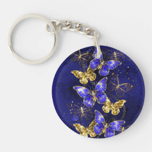 Composition with Sapphire Butterflies Key Ring