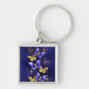 Composition with Sapphire Butterflies Key Ring