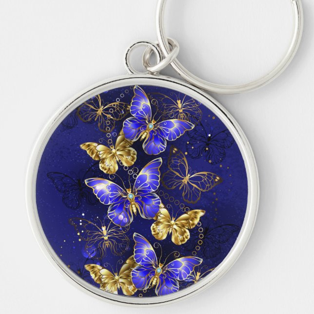 Composition with Sapphire Butterflies Key Ring (Front)