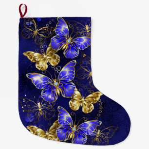 Composition with Sapphire Butterflies Large Christmas Stocking
