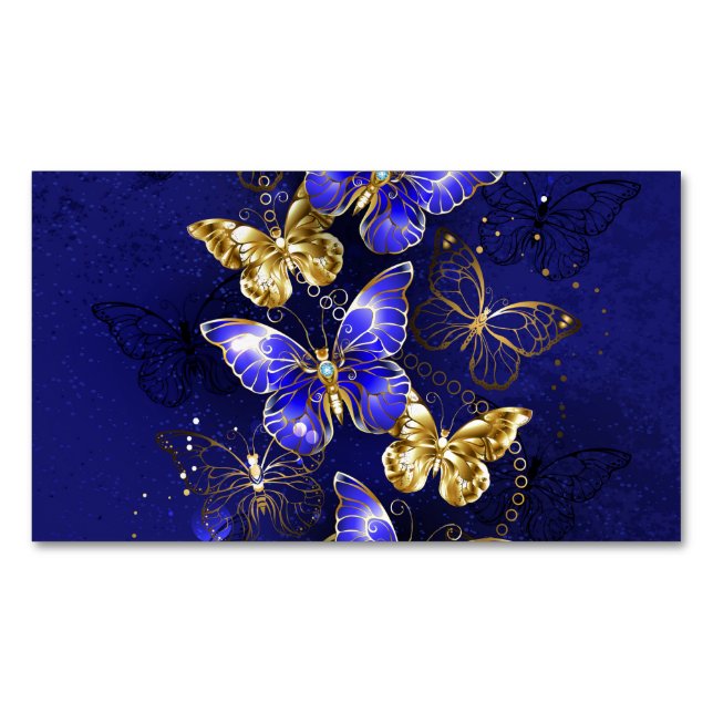Composition with Sapphire Butterflies Magnetic Business Card (Front)