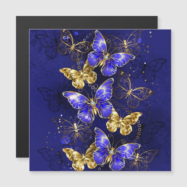 Composition with Sapphire Butterflies Magnetic Invitation (Front/Back)