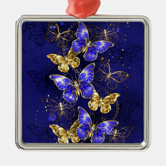 Composition with Sapphire Butterflies Metal Tree Decoration (Front)