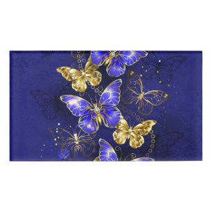 Composition with Sapphire Butterflies Name Tag