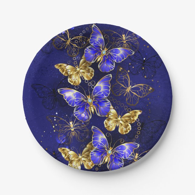 Composition with Sapphire Butterflies Paper Plate (Front)