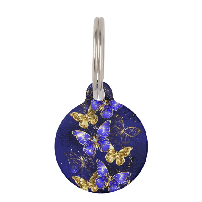 Composition with Sapphire Butterflies Pet Tag (Front)