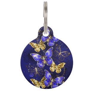 Composition with Sapphire Butterflies Pet Tag