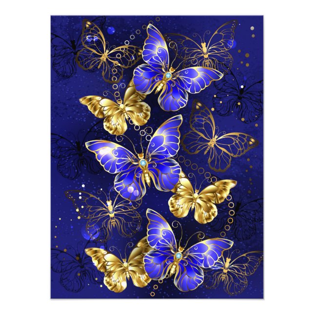Composition with Sapphire Butterflies Photo Print (Front)