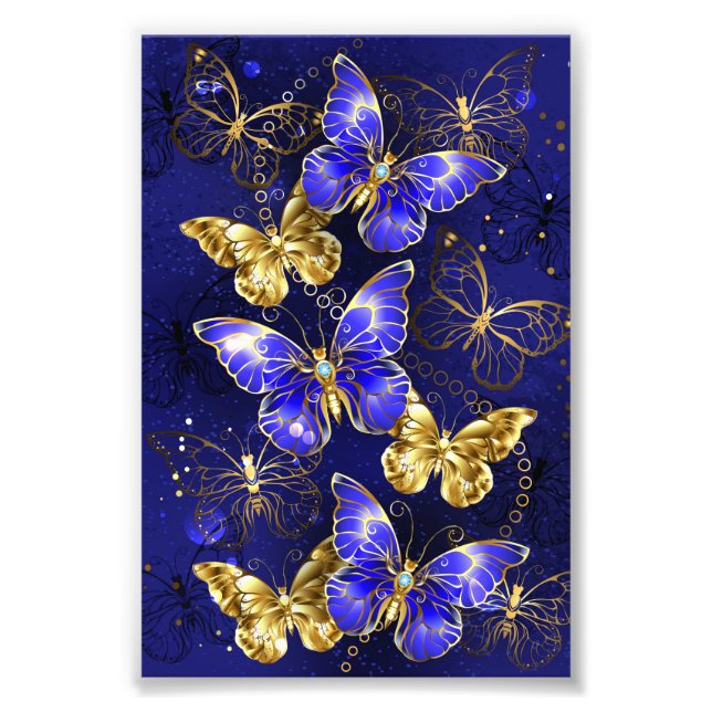 Composition with Sapphire Butterflies Photo Print (Front)