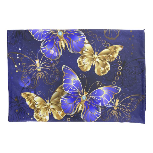 Composition with Sapphire Butterflies Pillowcase (Front-Left)