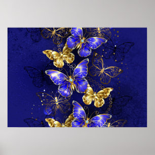 Composition with Sapphire Butterflies Poster