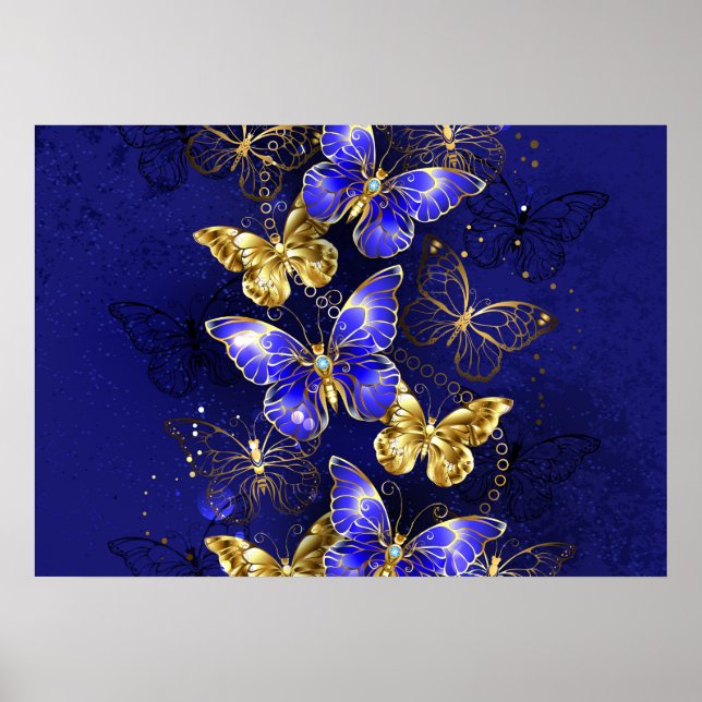 Composition with Sapphire Butterflies Poster (Front)