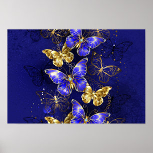 Composition with Sapphire Butterflies Poster