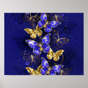 Composition with Sapphire Butterflies Poster