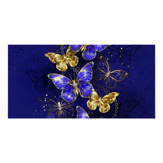 Composition with Sapphire Butterflies Poster (Front)