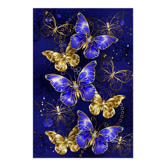 Composition with Sapphire Butterflies Poster (Front)