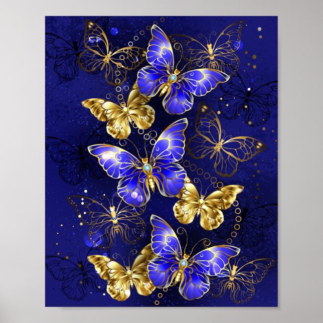 Composition with Sapphire Butterflies Poster (Front)