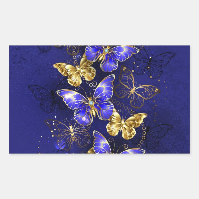 Composition with Sapphire Butterflies Rectangular Sticker (Front)