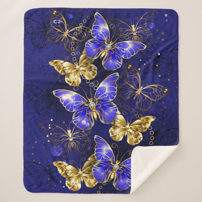Composition with Sapphire Butterflies Sherpa Blanket (Front)