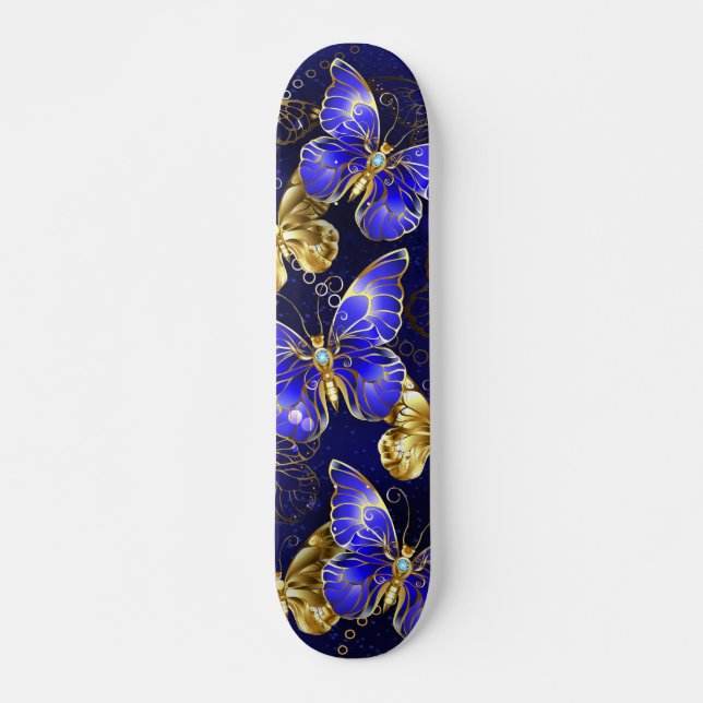 Composition with Sapphire Butterflies Skateboard (Front)