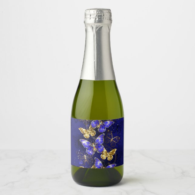 Composition with Sapphire Butterflies Sparkling Wine Label (Front)