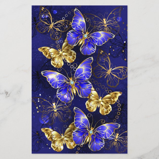 Composition with Sapphire Butterflies Stationery (Front)