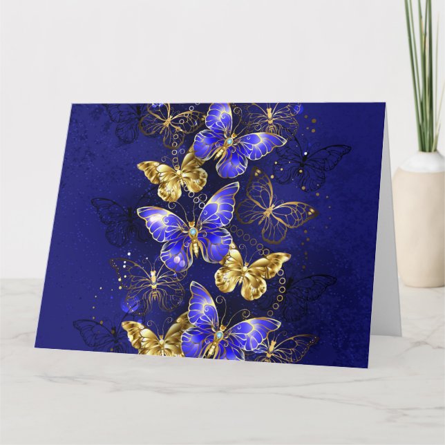 Composition with Sapphire Butterflies Thank You Card (Front)