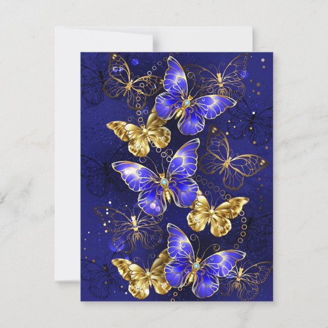 Composition with Sapphire Butterflies Thank You Card (Front)