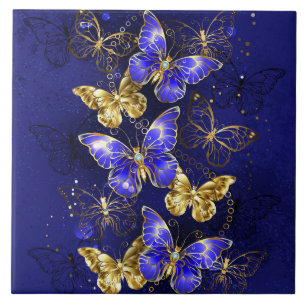 Composition with Sapphire Butterflies Tile