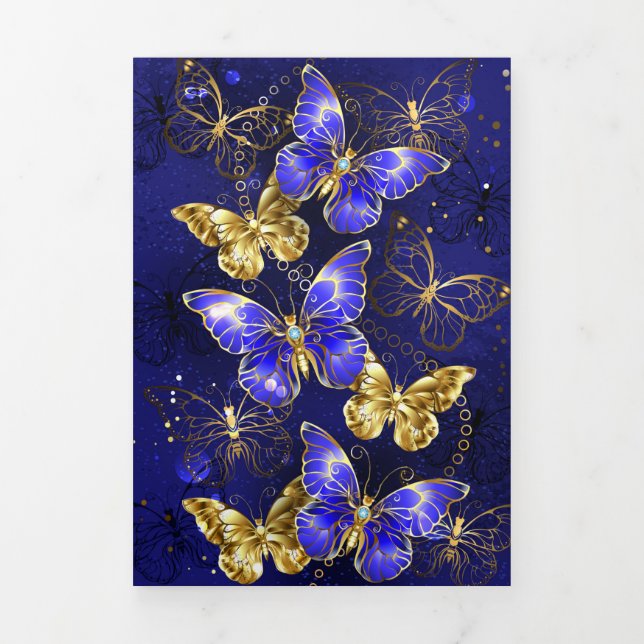 Composition with Sapphire Butterflies Tri-Fold Card (Cover)