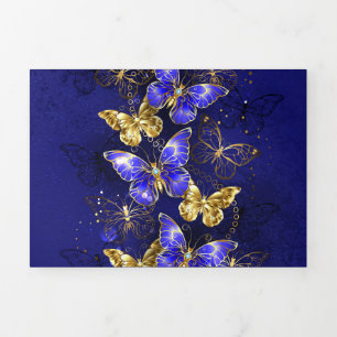 Composition with Sapphire Butterflies Tri-Fold Holiday Card