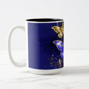 Composition with Sapphire Butterflies Two-Tone Coffee Mug
